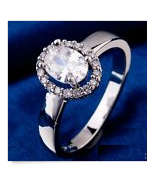 -- Size 8 -- CZ Crystals Set in Real White Gold Plated Ring