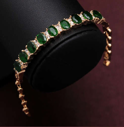 New Arrival --Royalty Green Tourmaline Impression Tennis Bracelet