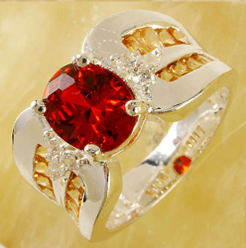 -- Size 8 -- Cr. Red Garnet Surrounded By White Diamond Crystals