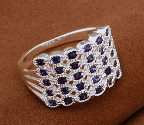 -- Size 8 -- Hm. Purple Amethyst 925 Silver Ring