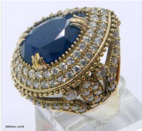 Turkeys -Size 7- Sapphire Awesomely Set in Solid Genuine 925 Sterling Silver 12.4gr. Ring