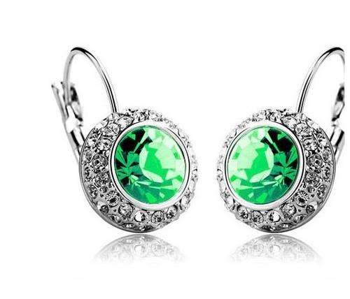 Fashion Design Lady Wedding 18k White Gold Crystal Filled Swarovski Hoop Earrings
