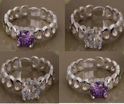 **WOW**  - Amethyst  Heart-Shaped 925 Sterling Silver Jared Imported Filled Ring (Size 8)