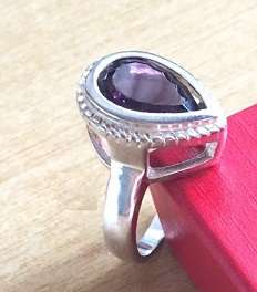 Stylish Teardrop Simulated Amethyst  Ring (Size 8)