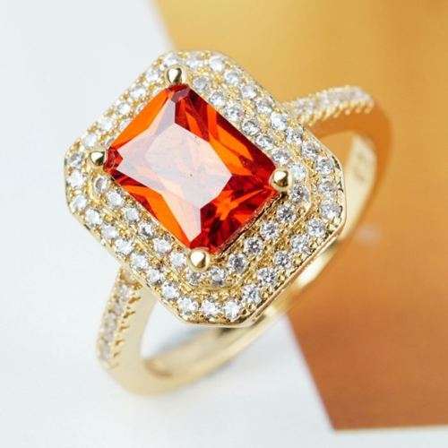 Simulated Champagne Diamond Gemstone Set in 18Kt Yellow Rolled Gold (Size 8)Ring