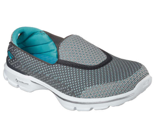 Original SKECHERS - Go Walk 3 Go Knit Charcoal/Blue - Sizes 3, 4, 6, 7