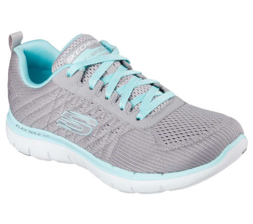 Original SKECHERS - Flex Appeal Break Free - Grey Light Blue - Sizes 5, 6, 7, 8
