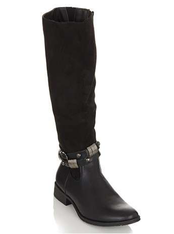 * Black Boots * Ladies Boots with Suede-Look Leg - Sizes 3, 5, 6, 7, 8