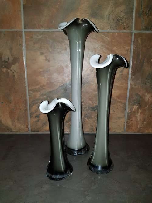 Black/White Flower Vases - Set of 3