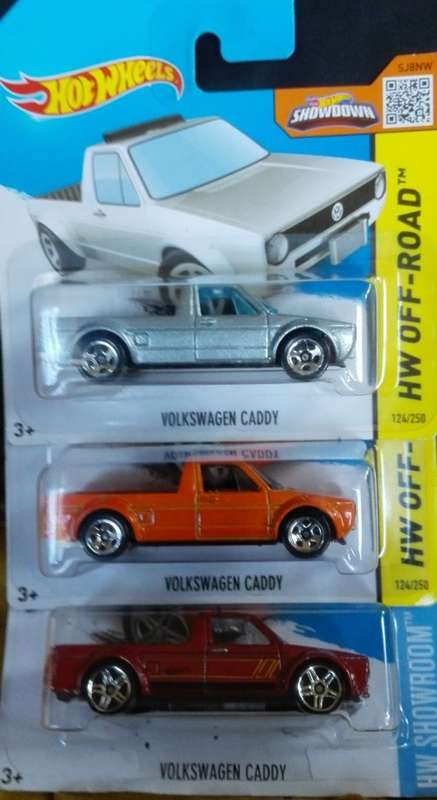 Diecast Hotwheels VW Caddy(1xsilver +1x orange +ne by Red)