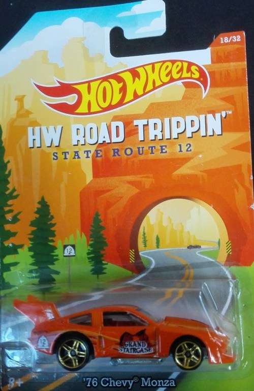 Diecast Hotwheels Road Trippin'  '76 Chevy Monza (orange)