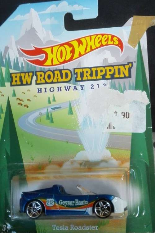 Diecast Hotwheels Road Trippin'  Tesla Roadster (blue)