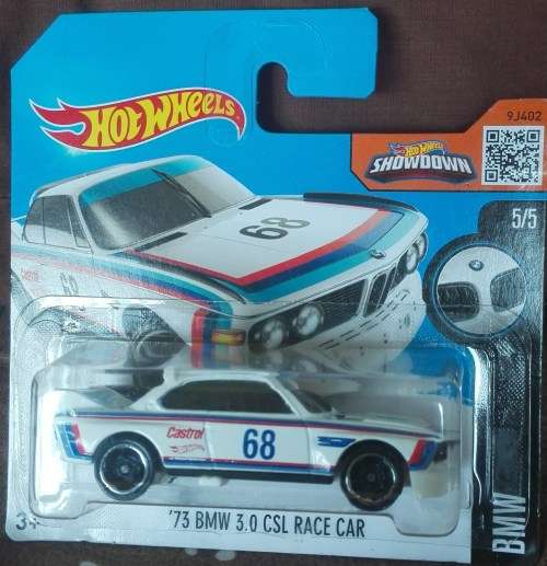Diecast Hotwheels '73 BMW 3.0 CSL Race Car (white)