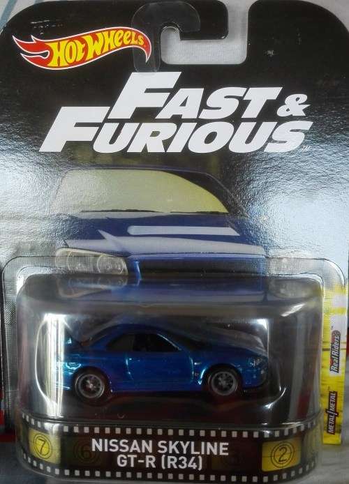 Diecast Hotwheels RETRO Fast & Furious Nissan Skyline GT-R(R34)