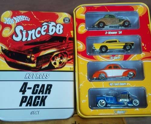 Diecast Hotwheels 4-Car Pack HotRods