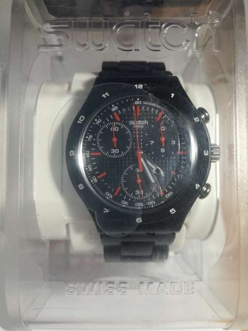 Swatch Unisex YCB4019AG Aluminum Black Dial Watch