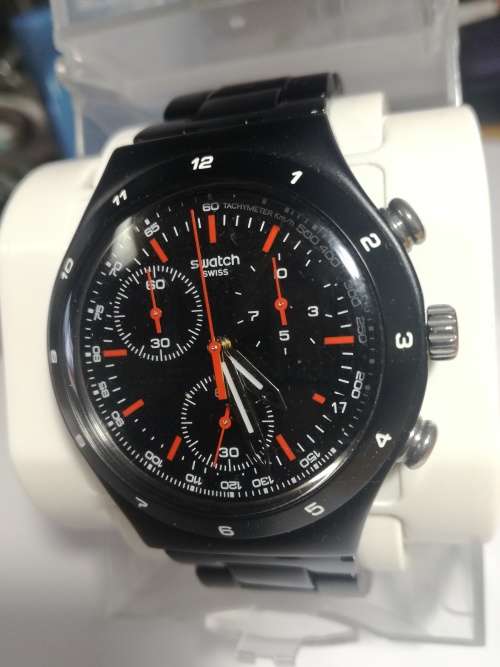 Swatch Unisex YCB4019AG Aluminum Black Dial Watch