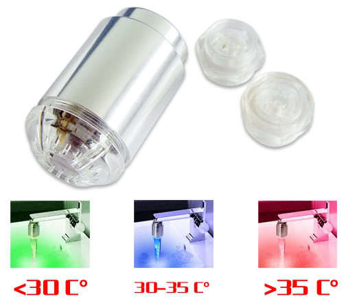 Color Change Green/Blue/Red Tap Faucet Led Light, changes colour as temperature changes.