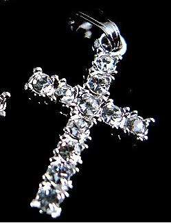 Clear CZ 18K White Gold Plated Cross Pendant