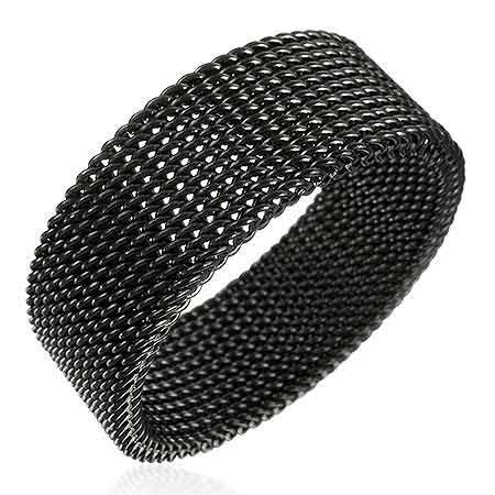 *NEW* Black Stainless Steel Mesh Link Rings - sizes 16 - 21mm available