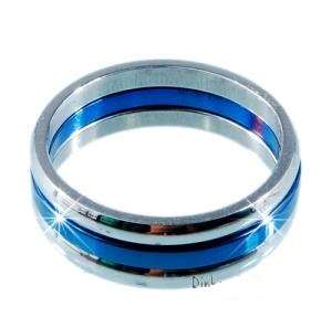 Elegant Silver & Blue Stainless Steel Rings