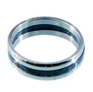 Elegant Silver & Black Stainless Steel Rings