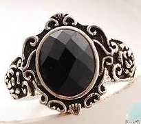 New Fashion Vintage Carving Black Gemstone Ring