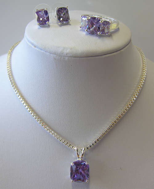 Stunning 4 Piece Amethyst Purple Zirconia Jewellery Set