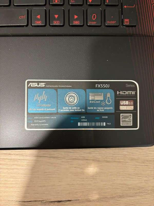 Asus FX550J Core i5, 12GB RAM, 512GB SSD - Nvidia GeForce GTX950M