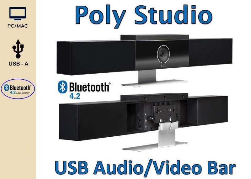 Poly Studio USB Conference Camera - UHD 2160p (4K) resolution Measurements: 102mm D x 762mm W x 152m