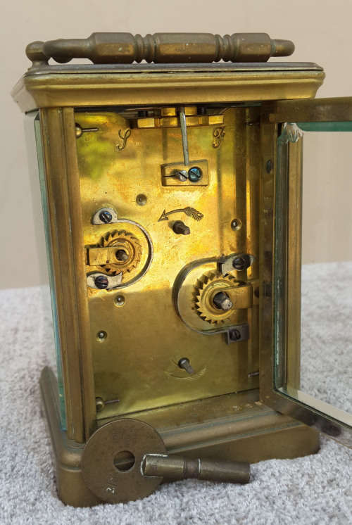 Stunning Brass and Beveled Glass Carriage Clock