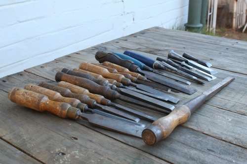 Large lot of vintage Woodworking chisels (Mostly Marples)