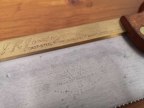 Rare Disston USA 16tpi 8 inch crosscut brass back saw