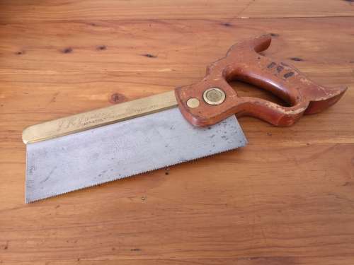 Rare Disston USA 16tpi 8 inch crosscut brass back saw