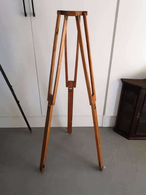 Vintage oak & brass camera tripod