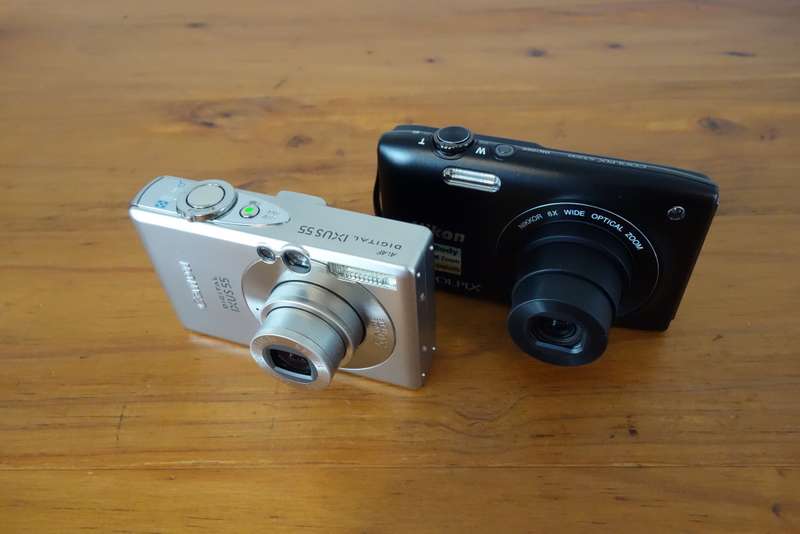 Two old digital point & shoot cameras, Nikon & Canon