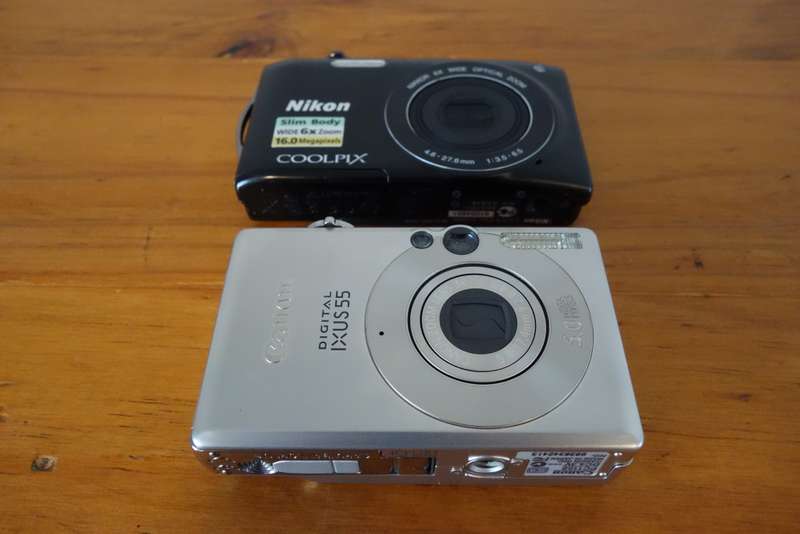 Two old digital point & shoot cameras, Nikon & Canon