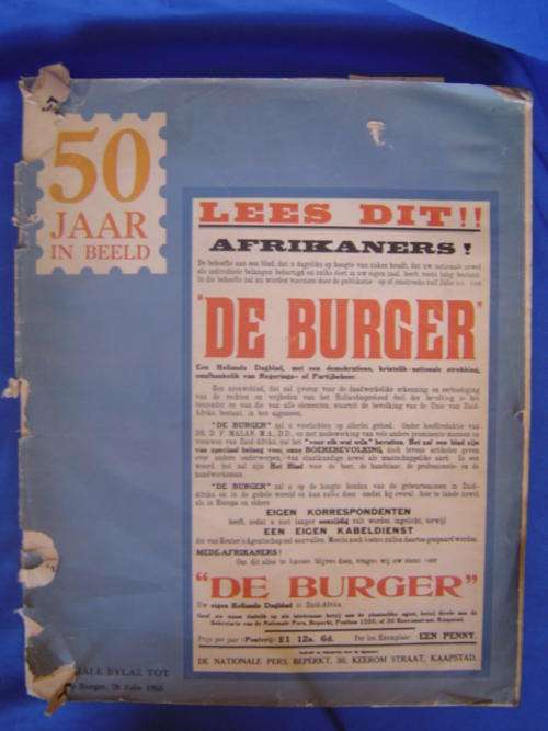 Die Burger Newspaper Insert Bylae 50 years 1915-1965 apartheid war sa history