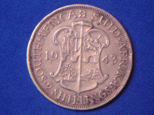 1943 South African 2 Shilling Florin Silver Coin