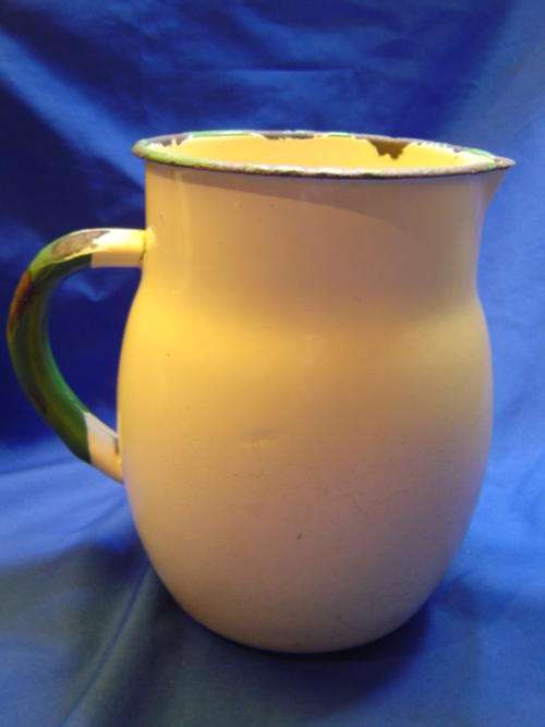 Heavy Large Enamel Breakfast Milk Jug