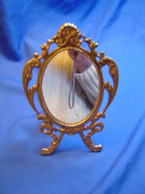 Dressing table brass mirror