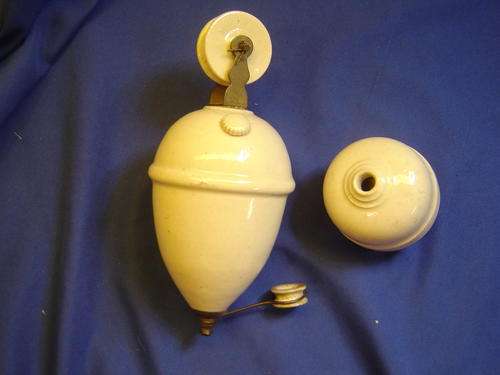 Vintage light fitting pulley weight with ceramic ceiling cup