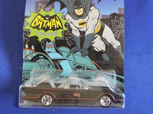 Hot Wheels BATMAN CLASSIC TV SERIES BATMOBILE mattblack 1/6 colour collector pictorial long card..