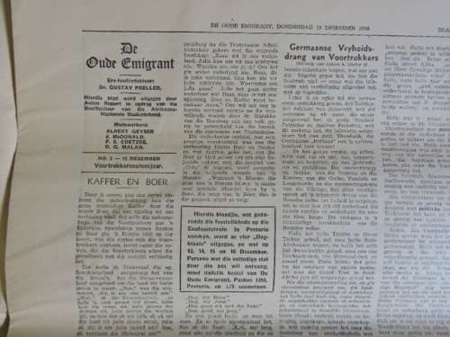 Vintage Tabloid De Oude Emigrant Newspaper (Issue 1-4) Voortrekker Africana.BOERE KOERANT