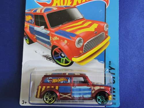 Hot Wheels AUSTIN MINI VAN ( Red. Union Jack Roof ) Long Card # MINI MANIA # .....