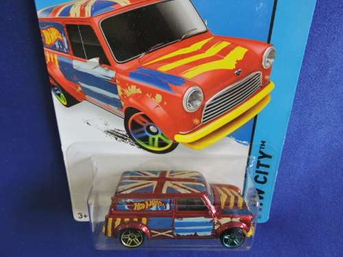 Hot Wheels AUSTIN MINI VAN ( Red. Union Jack Roof ) Long Card # MINI MANIA # .....