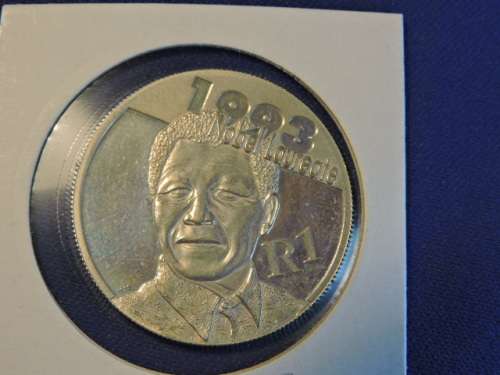 UNC Nelson Mandela Peace Prize R1 Silver Coin with certificate Issued 2007
