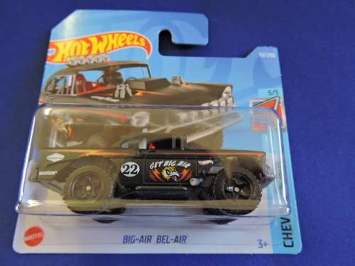 Hot Wheels CHEVY CHEVROLET BIG-AIR BEL-AIR ( Black 22 ) Short Card # BLOW OUT CHEVY SALE #