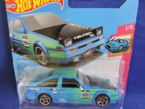 Hot Wheels TOYOTA  AE86 SPRINTER TRUENO ( Blue green Black bonnet ) Short Card