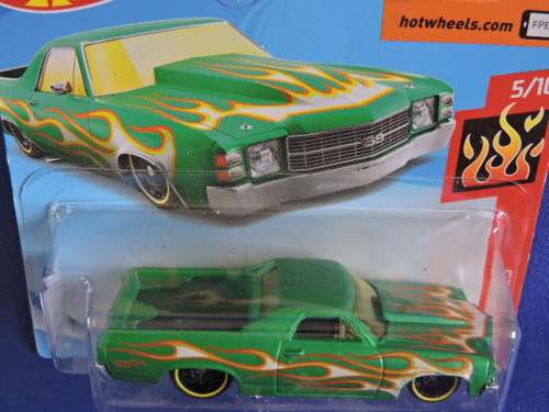 Hot Wheels Chevy Chevrolet El Camino ( Green with Flames ) # BAKKIE BONANZA # BLOW OUT CHEVY SALE #.